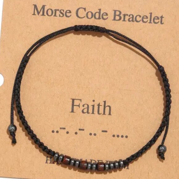 "Faith" Morse Code Bracelets w/Adjustable String Inspirational Message - Picture 1 of 2